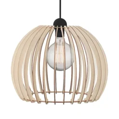 Lampa wisząca Chino średnica 40 cm drewniany ażurowy klosz
