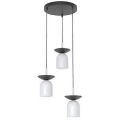 Lampa wisząca Ego x3 czarny/ciepły szary na okrągłej podsufitce