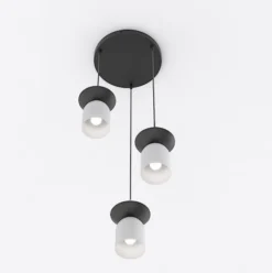 Lampa wisząca Ego x3 czarny/ciepły szary na okrągłej podsufitce