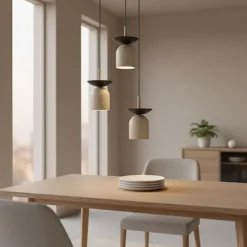 Lampa wisząca Ego x3 czarny/mokka na okrągłej podsufitce