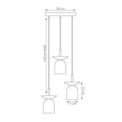 Lampa wisząca Ego x3 czarny/mokka na okrągłej podsufitce