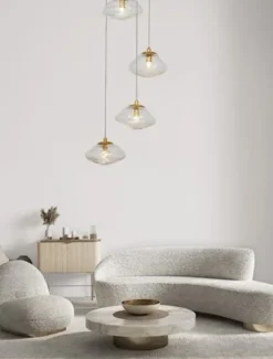Lampa wisząca Elanke x5 na okrągłej podsufitce złota