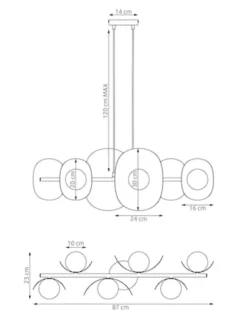 Lampa wisząca Elementi x6 ciepły szary