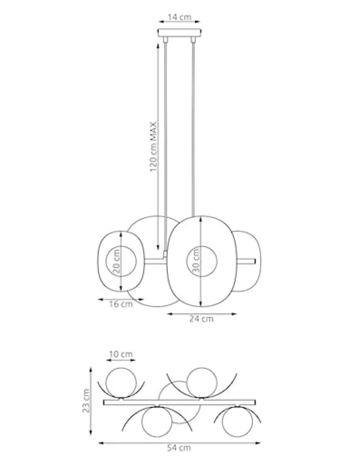 Lampa wisząca Elementi x4 mokka