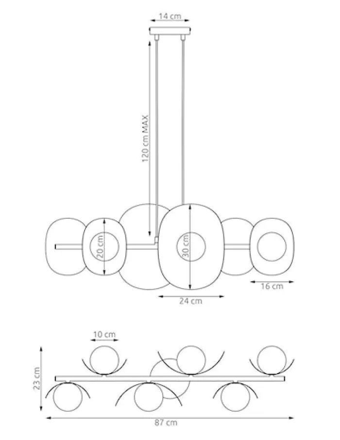 Lampa wisząca Elementi x6 mokka