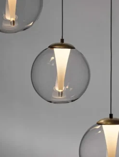 Lampa wisząca Eviline LED x4 na okrągłej podsufitce złota