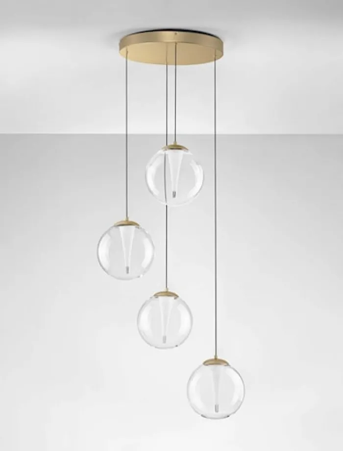 Lampa wisząca Eviline LED x4 na okrągłej podsufitce złota