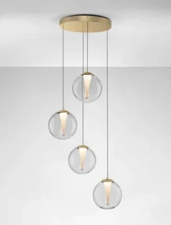 Lampa wisząca Eviline LED x4 na okrągłej podsufitce złota