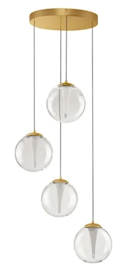 Lampa wisząca Eviline LED x4 na okrągłej podsufitce złota