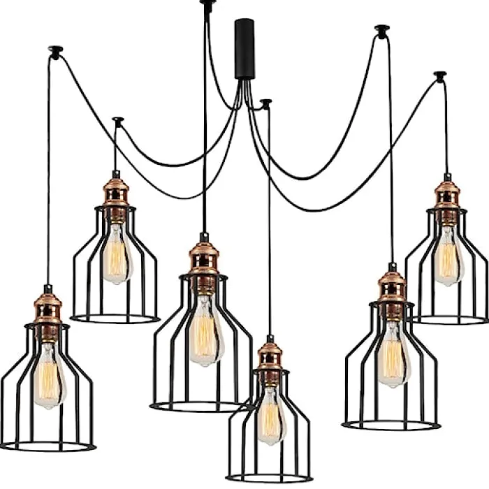 Lampa wisząca Franklog x6 żyrandol czarna