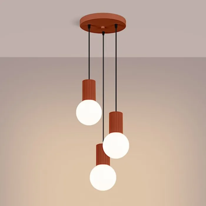 Lampa wisząca Halo 3P ochra czerwona