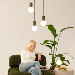 Lampa wisząca Halo 3P zielona oliwka