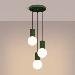 Lampa wisząca Halo 3P zielona oliwka