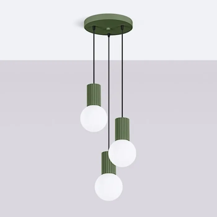 Lampa wisząca Halo 3P zielona oliwka