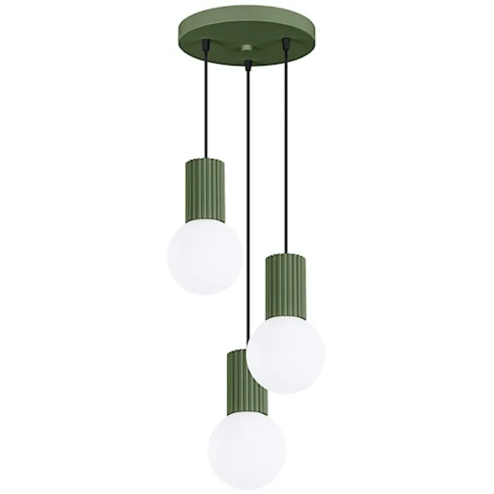 Lampa wisząca Halo 3P zielona oliwka