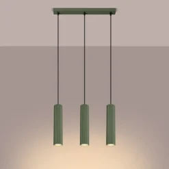 Lampa wisząca Karbon 3L zielona oliwka