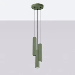Lampa wisząca Karbon 3P zielona oliwka