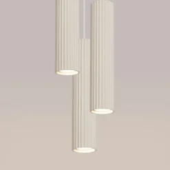 Lampa wisząca Karbon x3 beżowa na okrągłej podsufitce