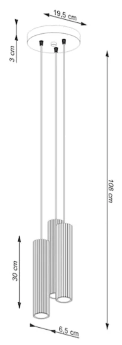 Lampa wisząca Karbon x3 beżowa na okrągłej podsufitce