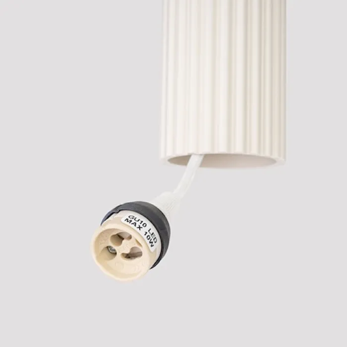 Lampa wisząca Karbon x3 beżowa na okrągłej podsufitce