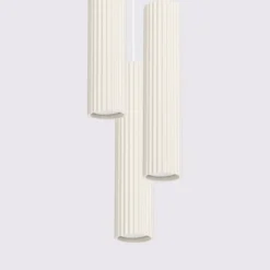 Lampa wisząca Karbon x3 beżowa na okrągłej podsufitce