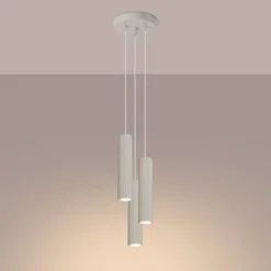 Lampa wisząca Karbon x3 beżowa na okrągłej podsufitce