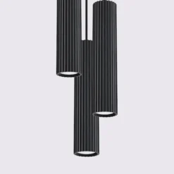 Lampa wisząca Karbon x3 czarna na okrągłej podsufitce