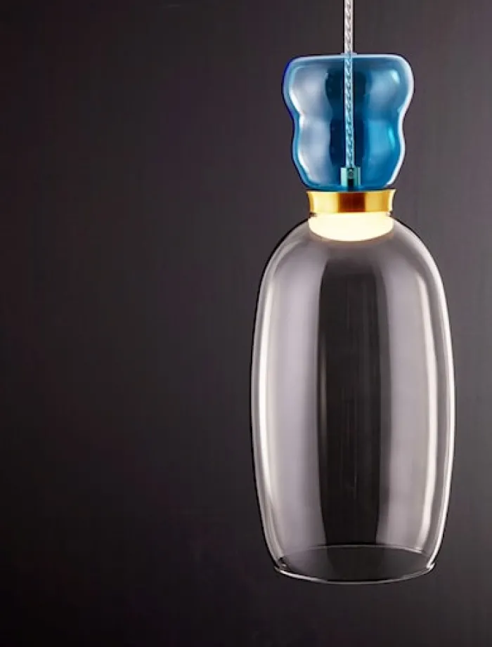 Lampa wisząca Kiands LED x1 niebiesko-złota
