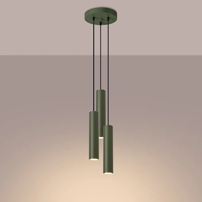 Lampa wisząca Lagos 3P zielona oliwka