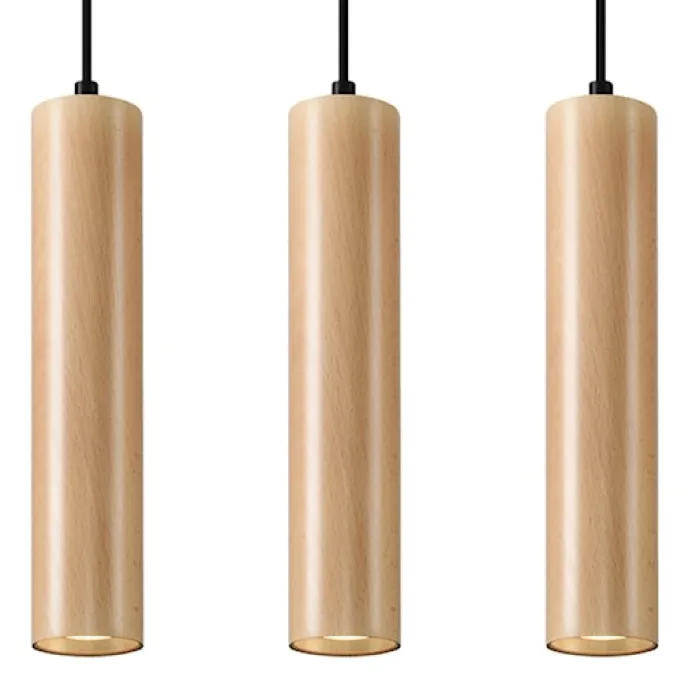 Lampa wisząca Lino 3L naturalne drewno