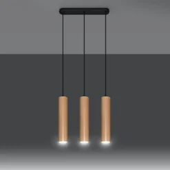Lampa wisząca Lino 3L naturalne drewno