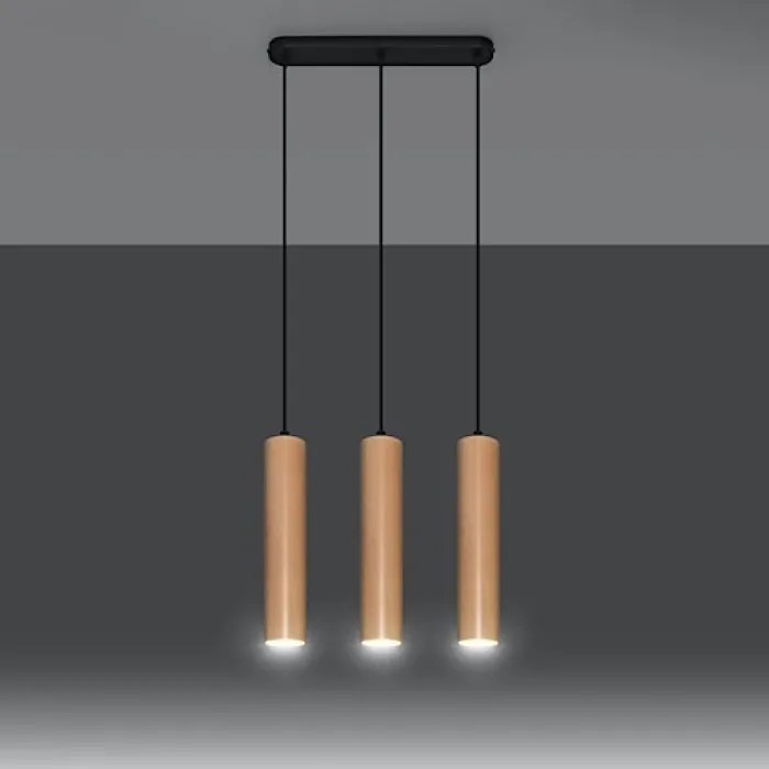 Lampa wisząca Lino 3L naturalne drewno
