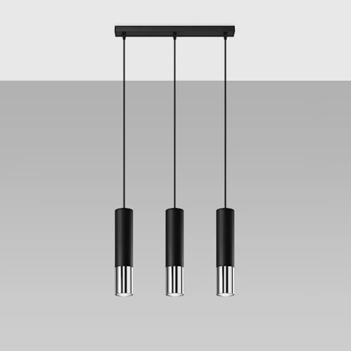 Lampa wisząca Loopez 3L czarny/chrom