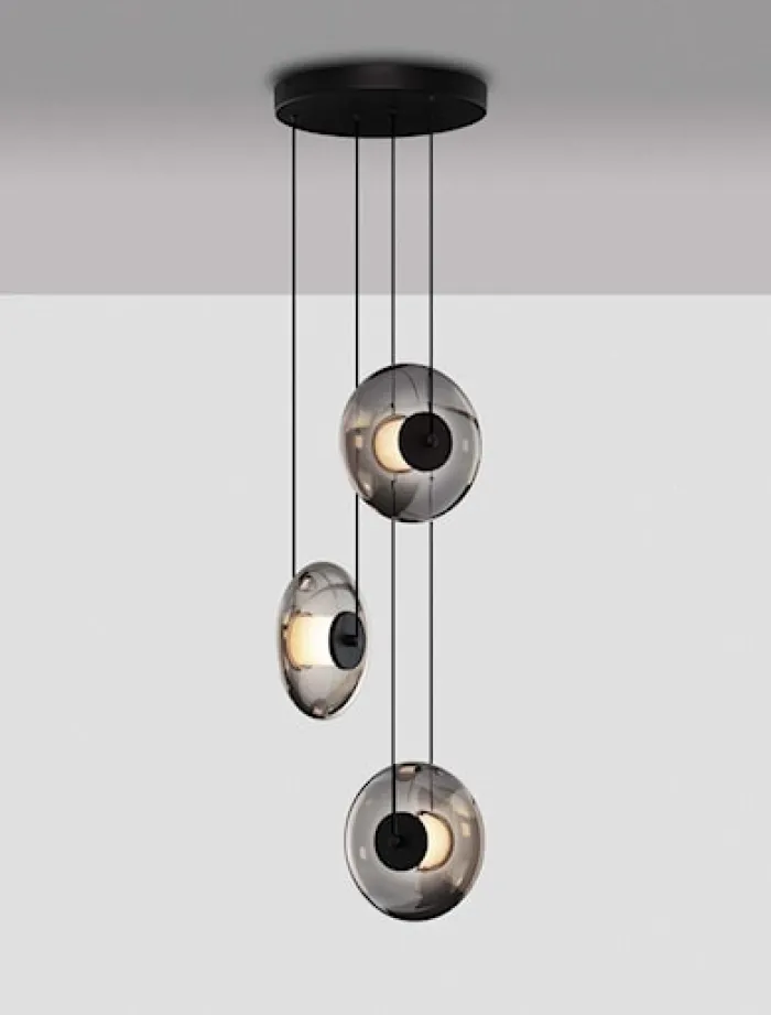 Lampa wisząca Lynoll LED na okrągłej podsufitce x3 czarna