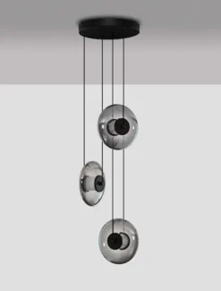 Lampa wisząca Lynoll LED na okrągłej podsufitce x3 czarna