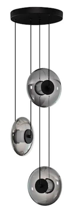 Lampa wisząca Lynoll LED na okrągłej podsufitce x3 czarna