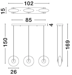 Lampa wisząca Lynoll LED x3 czarna