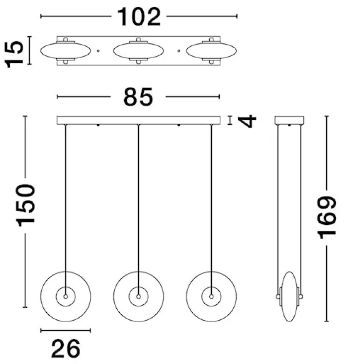 Lampa wisząca Lynoll LED x3 czarna