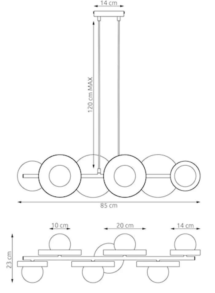 Lampa wisząca Model x6 ciepły szary