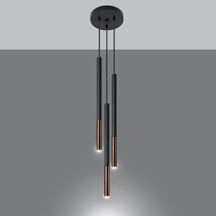 Lampa wisząca Mozaica 3P czarny/miedź