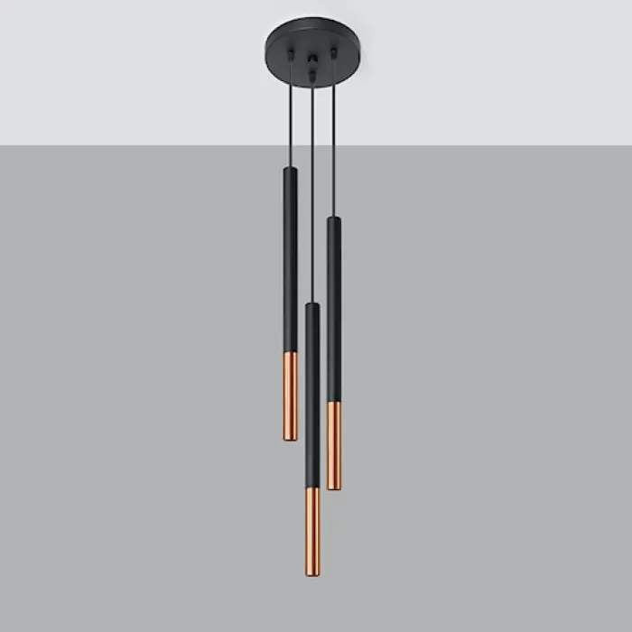 Lampa wisząca Mozaica 3P czarny/miedź
