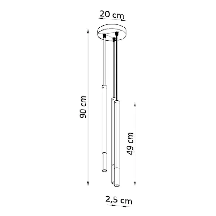 Lampa wisząca Mozaica 3P czarny/chrom