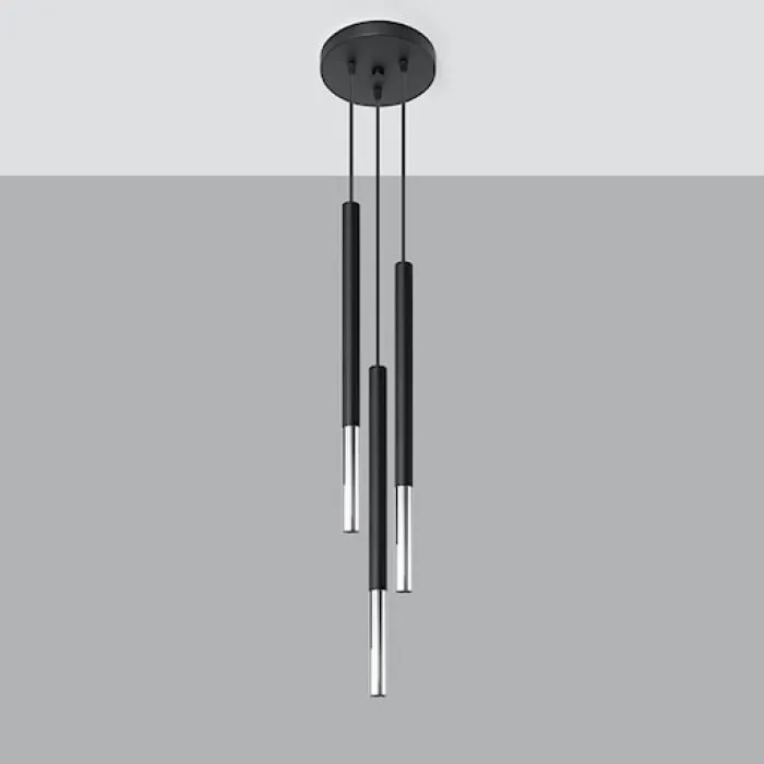 Lampa wisząca Mozaica 3P czarny/chrom