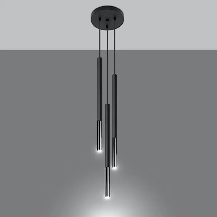 Lampa wisząca Mozaica 3P czarny/chrom