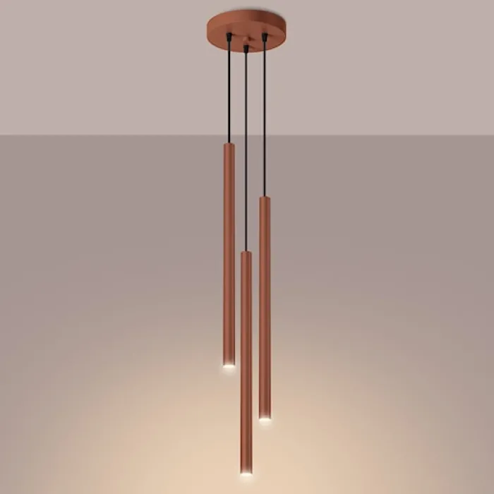 Lampa wisząca Pastelo 3P ochra czerwona
