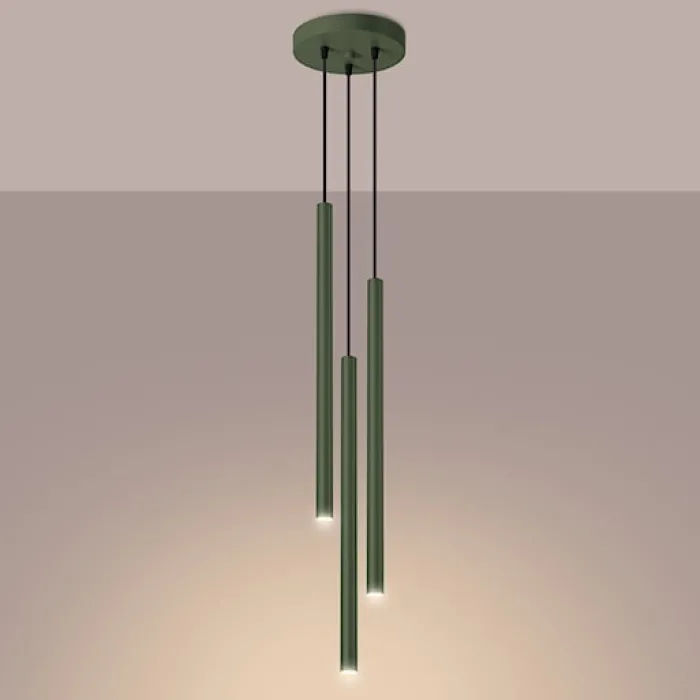 Lampa wisząca Pastelo 3P zielona oliwka