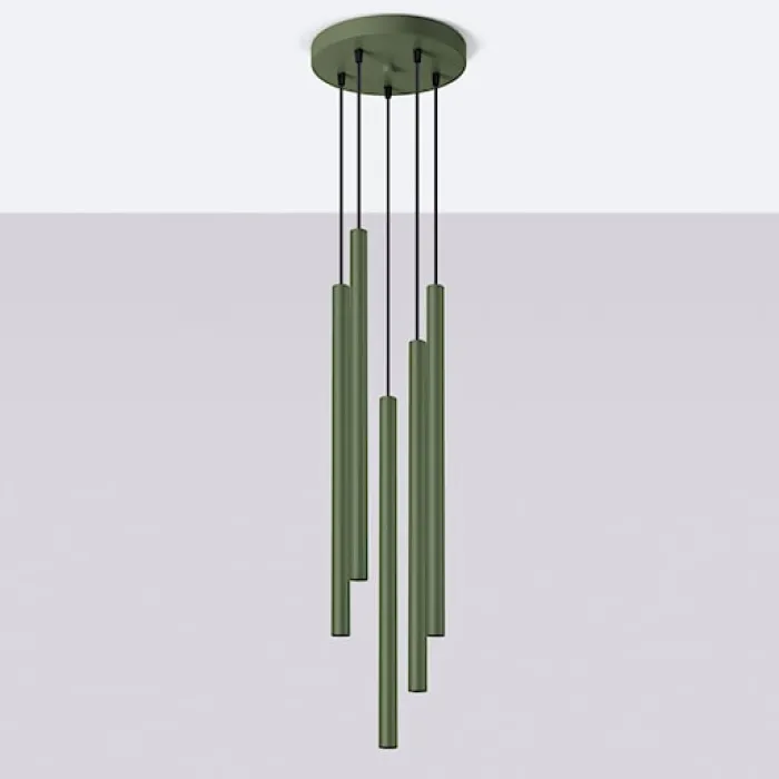 Lampa wisząca Pastelo 5P zielona oliwka