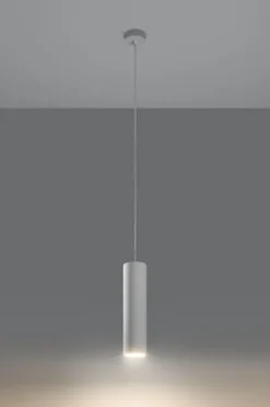 Lampa wisząca Siegg z ceramiki cylindryczna średnica 7,5 cm biała