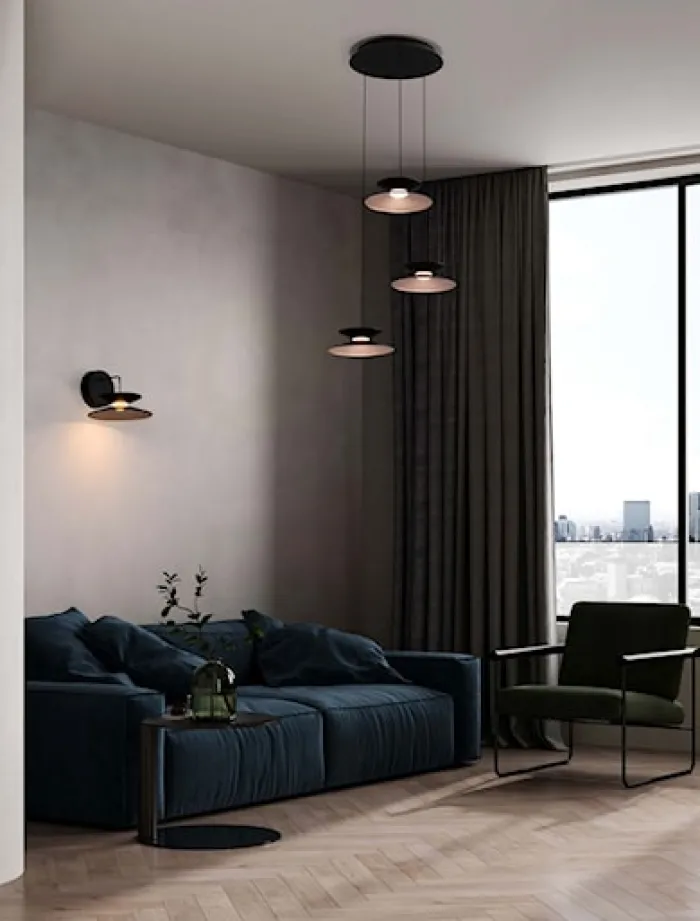 Lampa wisząca Sketter LED x3 złoto-czarna