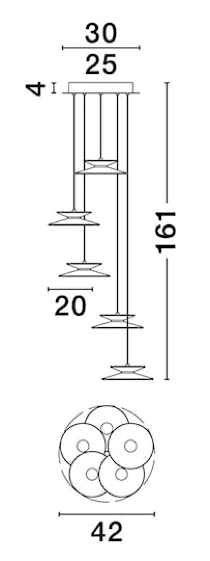 Lampa wisząca Sketter LED x5 złoto-czarna